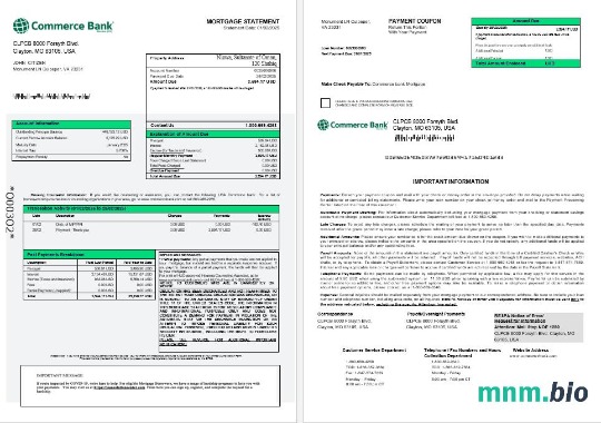 USA Commerce Bank wyciąg z kredytu hipotecznego w formatach Word i PDF 1-2